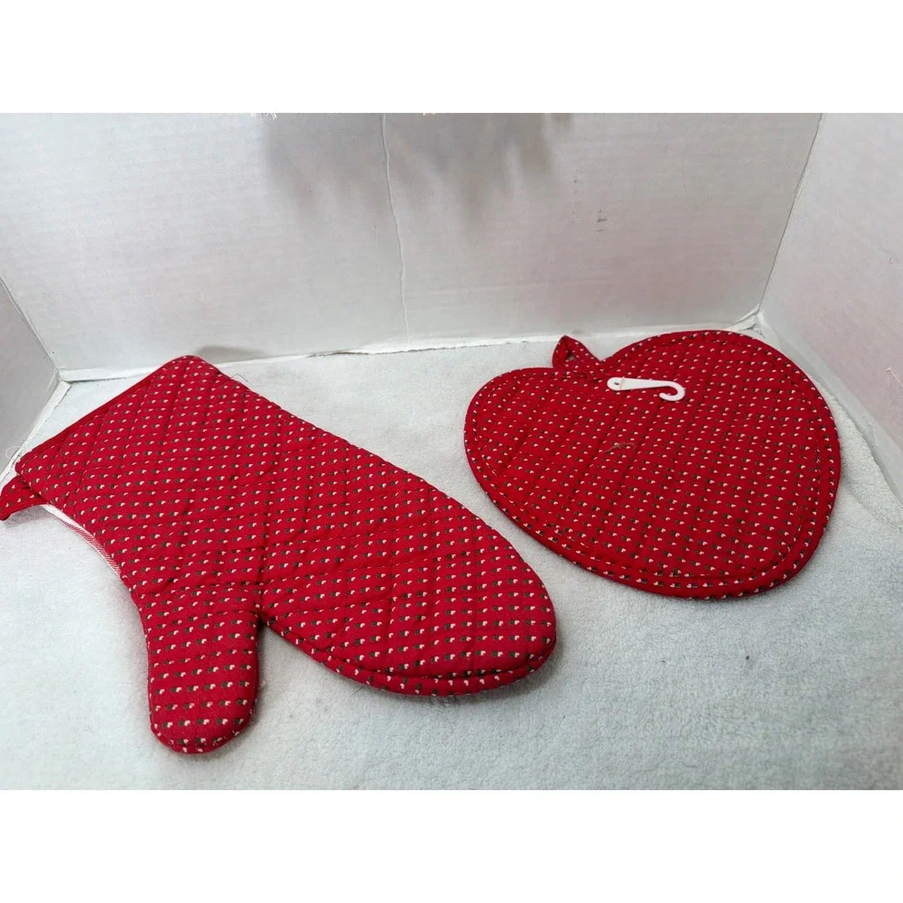 NWT VTG 90s Cannon Heirloom Kitchen Set Red Christmas Goose 3pc Towel Mitt